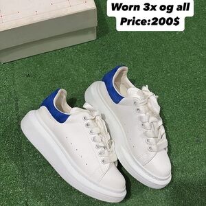 Alexander McQueen White and Blue Casual Sneakers